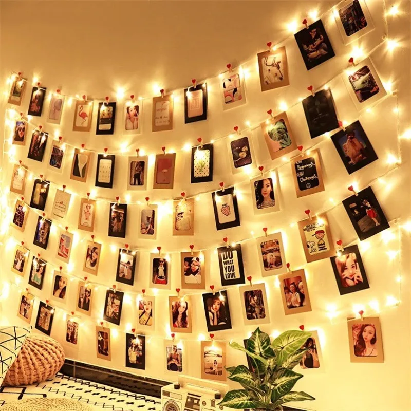 

USB Батарея, сказочные огни с фотозажимом, гирлянда, Рождественские огни «сделай сам», лампа-занавеска, светодиодная гирлянда