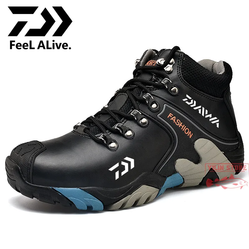 

Daiwa for Fishing Shoes Men Waterproof Leather Shoes Popular Men Outdoor High Top Winter Boots Climbing Camping Fishing Shoes
