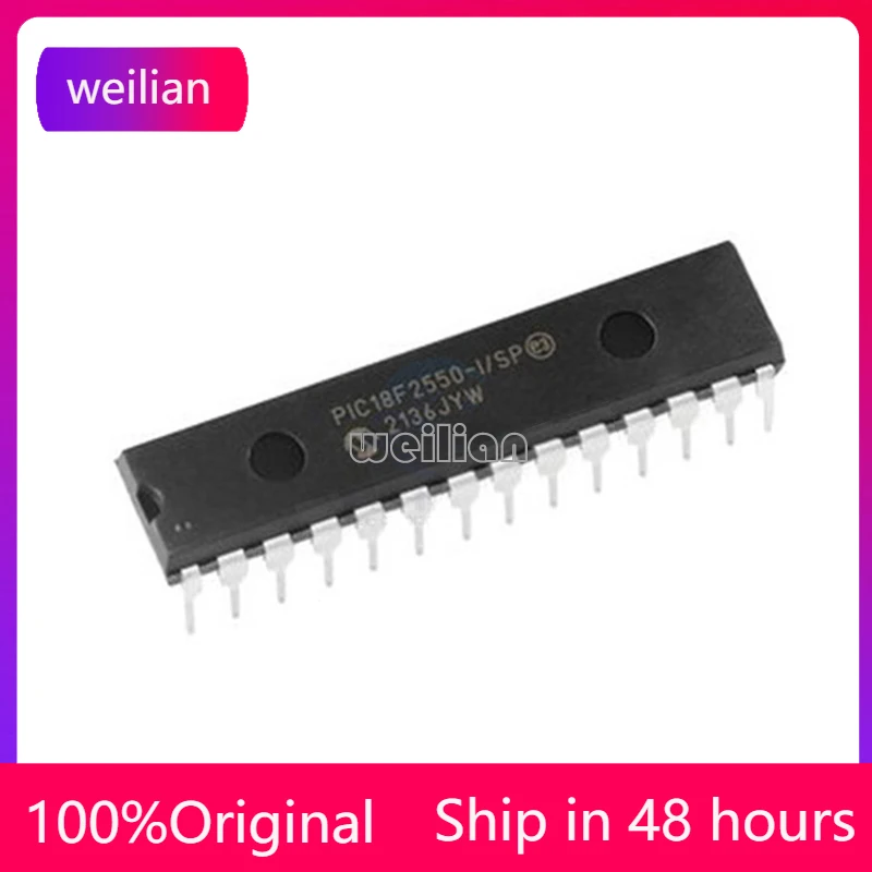 

1-100 PCS New Original PIC18F2550-I/SP PIC18F2550 PDIP-28 High Performance Enhanced Flash Memory USB Microcontroller
