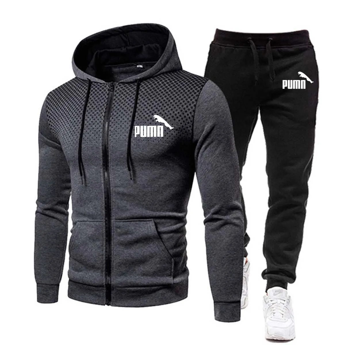 Tracksuit Men Fashion Hoodies Solid Suits Men's Sweatshirts + Drawstring Sweatpants Loose Leisure Sportswear Sets Winter New