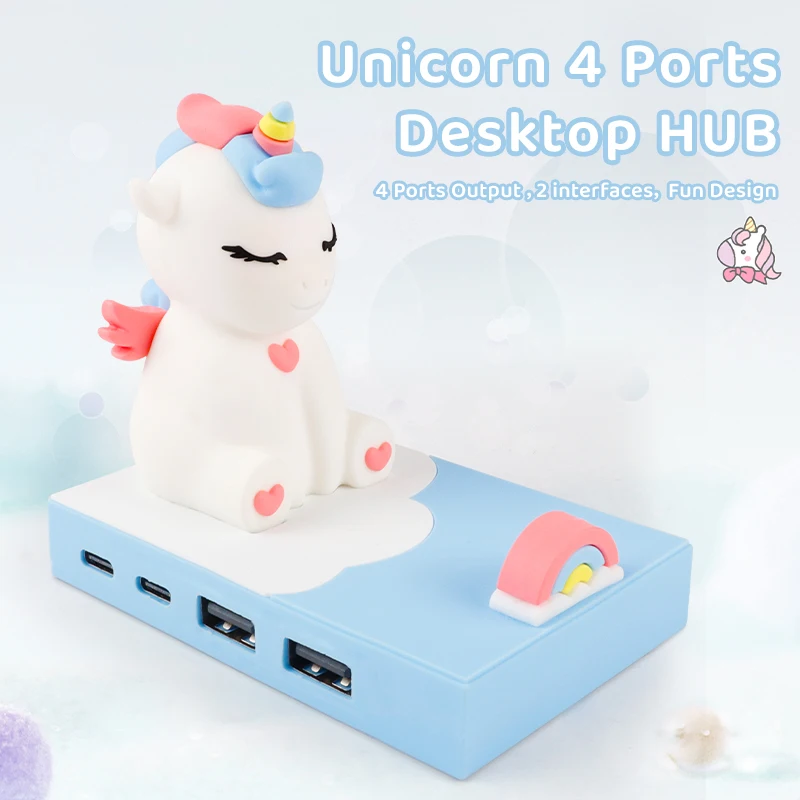 USB-концентратор-сплиттер USB-порт C милый мультяшный концентратор-подставка