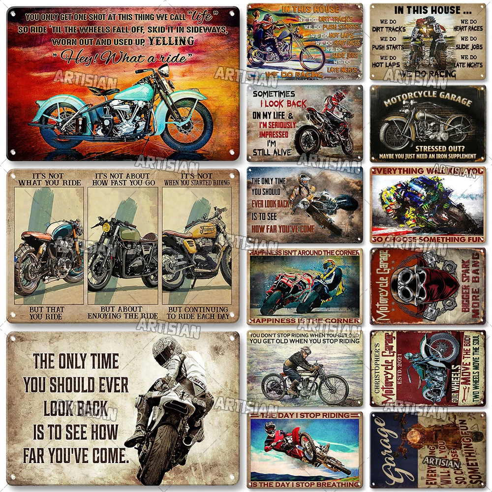 

ARTISIAN Rusty Motorcycle Garage Wall Metal Tin Sign Vintage Decorative Plate Man Cave Metal Plaque Club Studio Industrial Decor