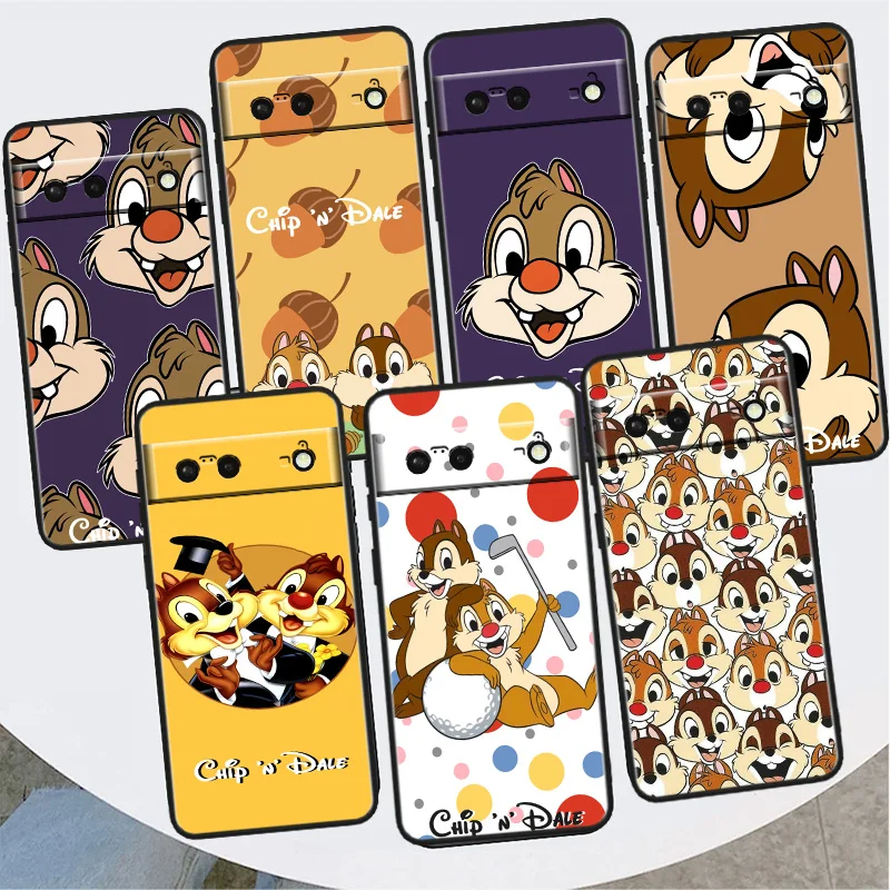 

Disney Chip 'n' Dale cute Shockproof Cover for Google Pixel 7 6a 6 Pro 5 4 4A XL 5G Black Phone Case Shell Soft Fundas Capa