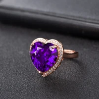 14k rose gold color elegant amethyst ring for women anillos de bizuteria silver 925 jewelry amethyst topaz sterling silver rings