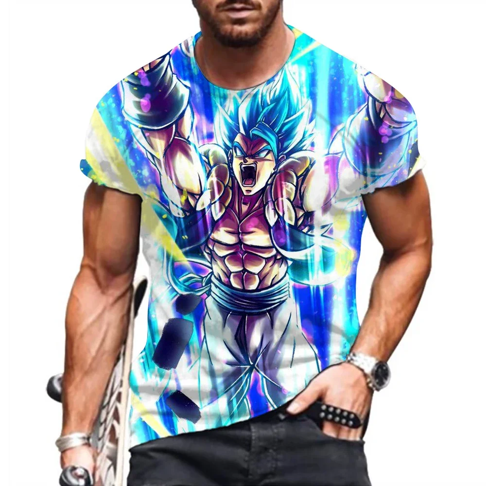 Футболка мужская оверсайз с круглым вырезом модная уличная одежда Гоку драконий