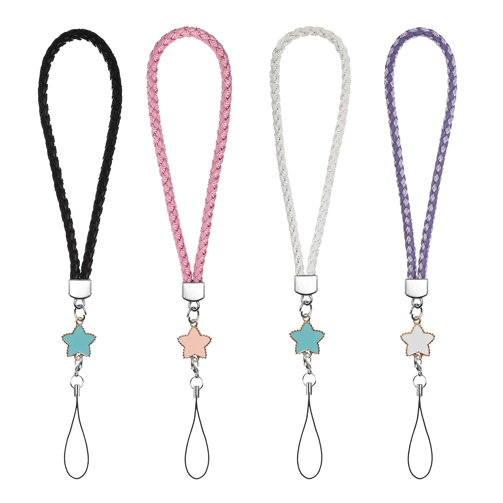 4 Pcs Purple Charm Hand Wrist Lanyard Cellphone Lanyard Keychain Wallet Wristlet Charms Camera Wrist Strap