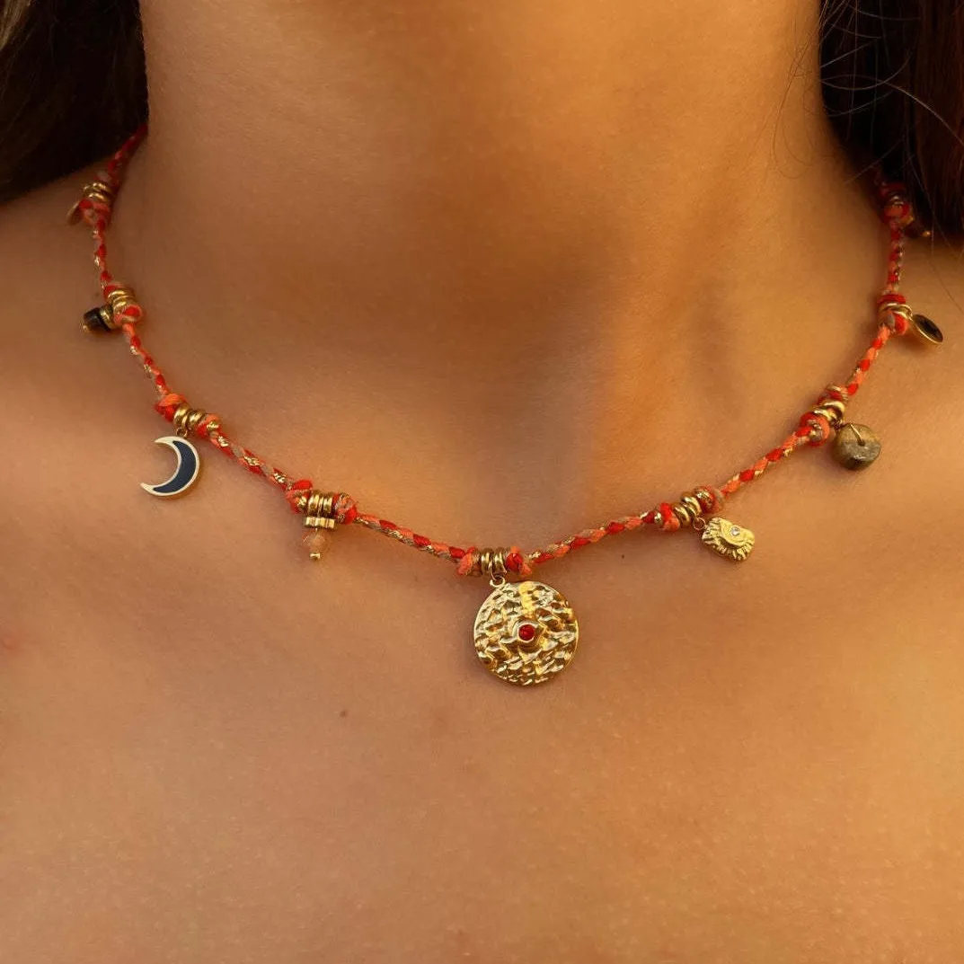 TOSOKO винтажный плетеный браслет ручной работы из нержавеющей стали с цветной