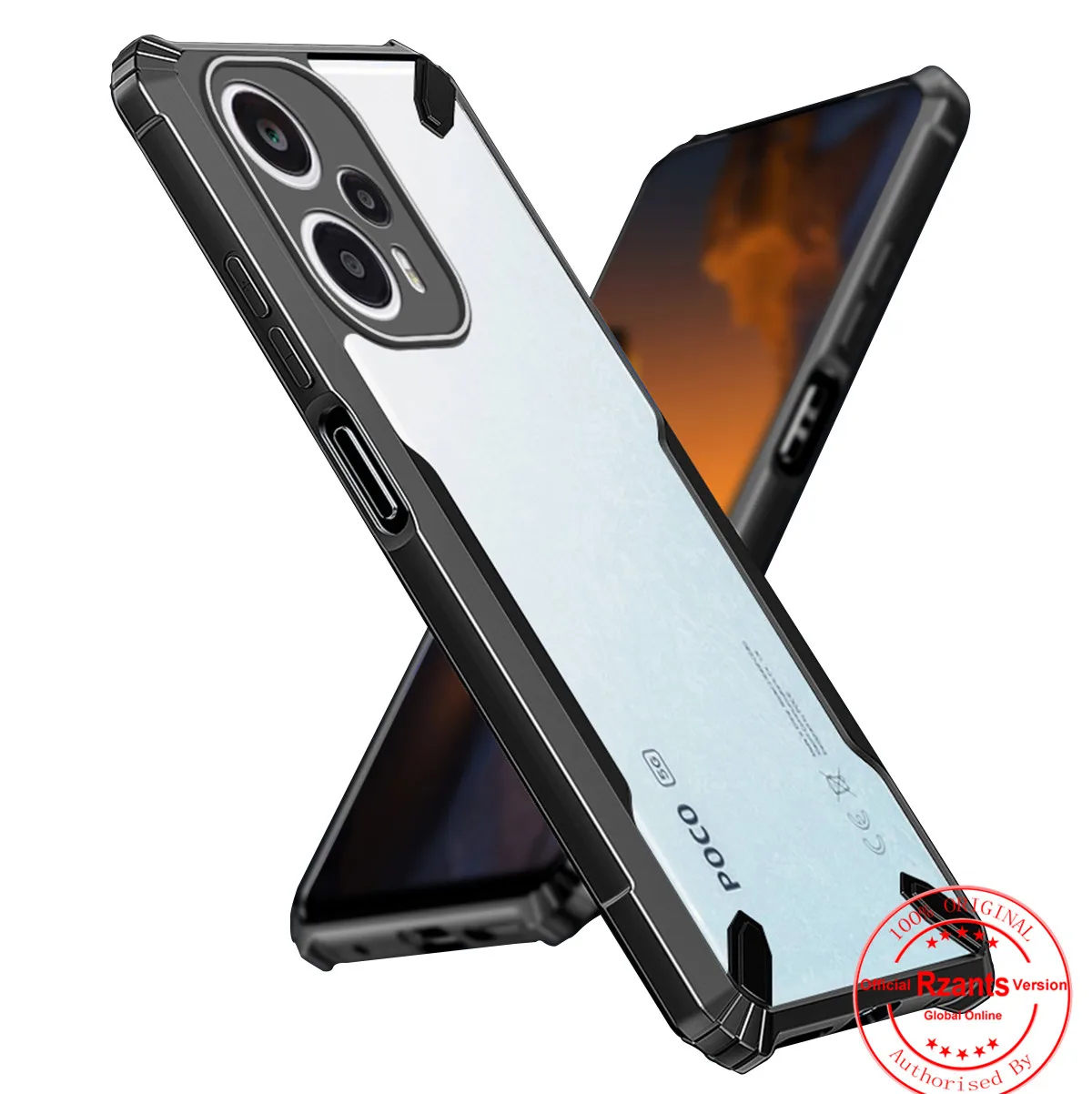 Прозрачный чехол Rzants для Xiaomi Poco F5 Redmi Note12 Turbo [Bull] дизайнерский тонкий прочный