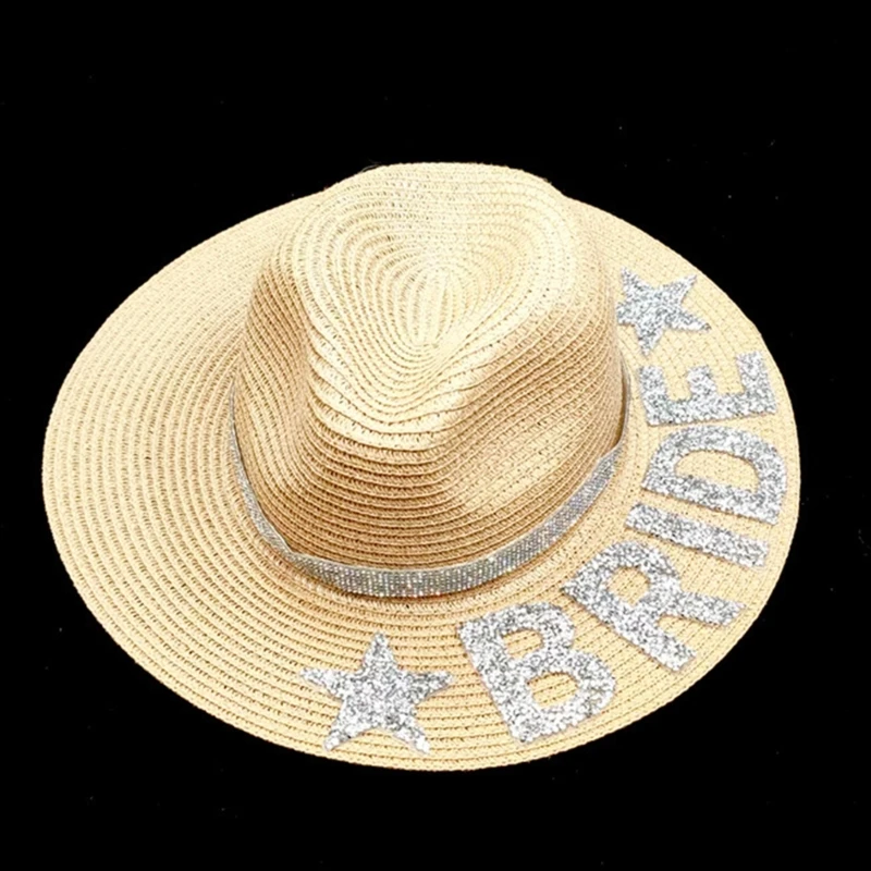 

Летняя соломенная плетеная шляпа для невесты, свадебная фотошляпа с декорированием, женская уличная шляпа для девичника