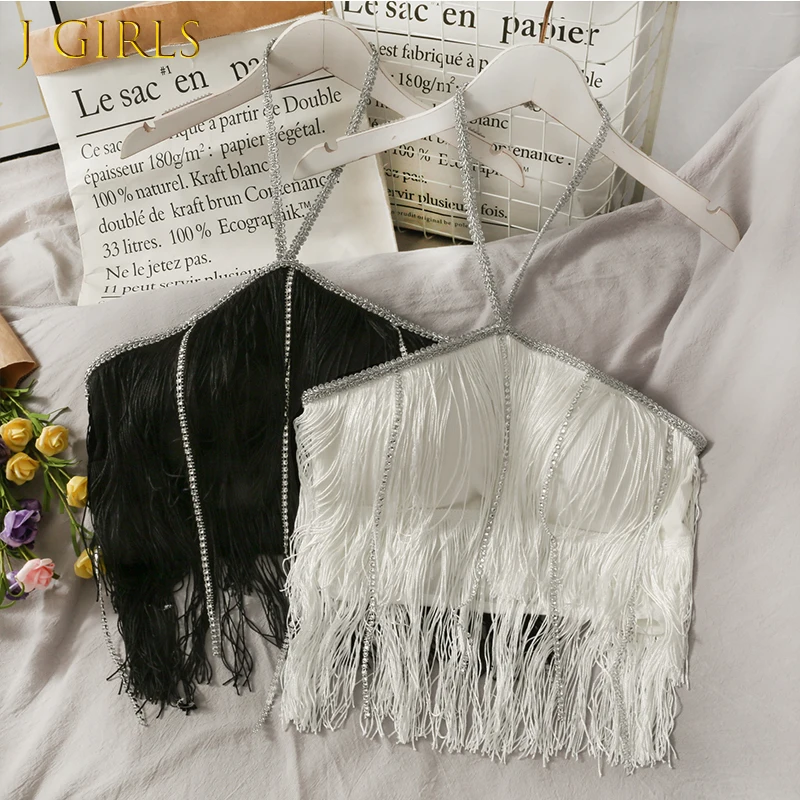 

J GIRLS Spring and Summer Halter Korean Fashion Style Street Tassel Bottoming Vest Women's Top Versatile Beauty Back Camisole