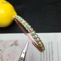 meibapj real natural opal simple bracelet 925 sterling silver colorful stone bangle for women fine wedding jewelry
