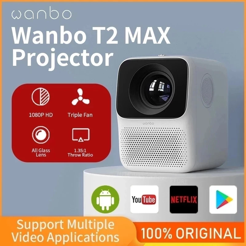 $1067.22 Global Version Wanbo T2 MAX Projector 1080P Mini LED Portable Projector 1920*1080P Vertical Keystone Correction For Home Office
