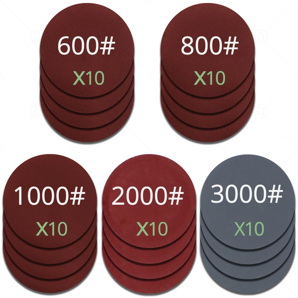 

Ассортимент наждачной бумаги 2 3 дюйма, зернистость 60-5000, буферная подушка для интерфейса, клейкий шлифовальный диск для искусственных фотографий 50
