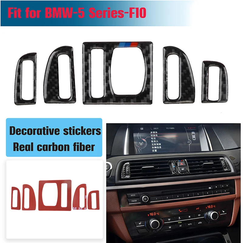 

Car Center Console Air Outlet Trims Real Carbon Fiber Sticker Fit For BMW 5 Series F10 2011 - 2017 Performance Car Accessories