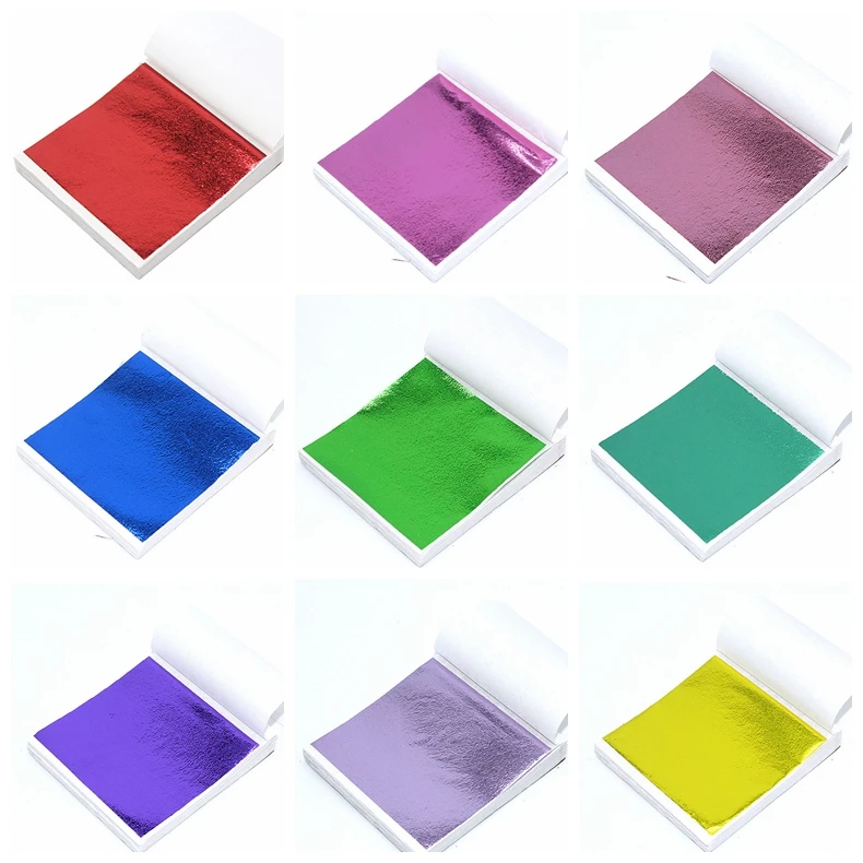 

50pcs Imitation Gold Silver Foil Paper Leaf Gilding DIY Art Craft Paper Happy Birthday Party Wedding Cake Dessert Decorations