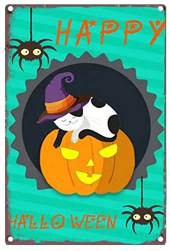 

Halloween Pumpkin Metal Tin Sign Halloween Party, Tin Sign Painting Metal Tin Sign Tavern Hotel Wall Decoration Sign 8x12 Inches
