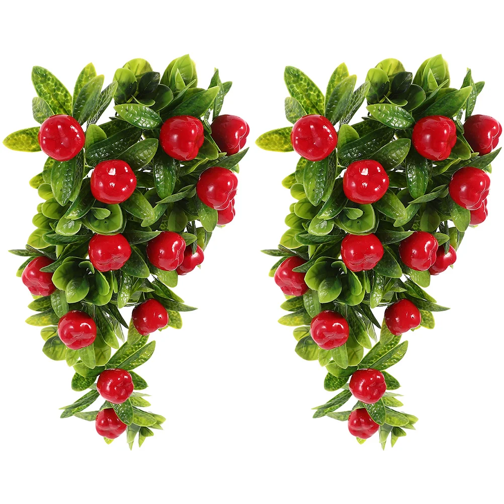 

2 Pcs Home Decor Artificial Fruit Skewer Lifelike Photo Prop Hanging Vine Child
