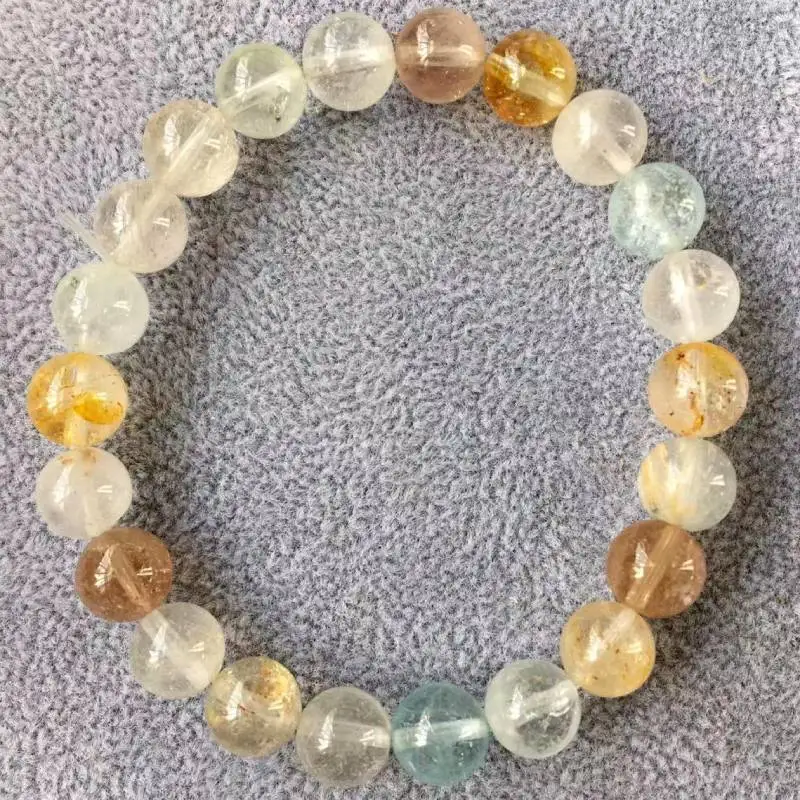 

(5) 1 браслет, как на фото, Φ 22-23beads, 100% натуральный красочный Топаз, браслет, бусины AKAC