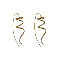 fashion metal exaggerated geometry long earrings contracted irregular waves spiral curve abstract earrings