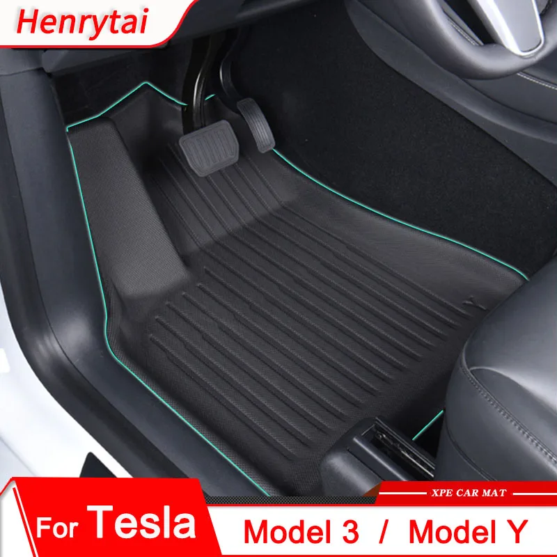 

XPE Car Floor Mats For Tesla Model 3 Y 2017-2021 2022 Left/Right Rudder All Weather Foot Pads Trunk Liners Interior Accessories