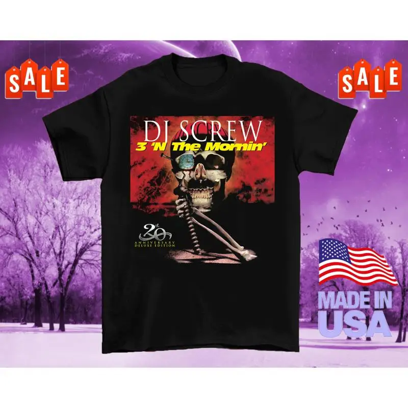 Фото Хлопковая футболка для взрослых Dj Screw 3 N The Mornin 20th Anniversary Al259 №1