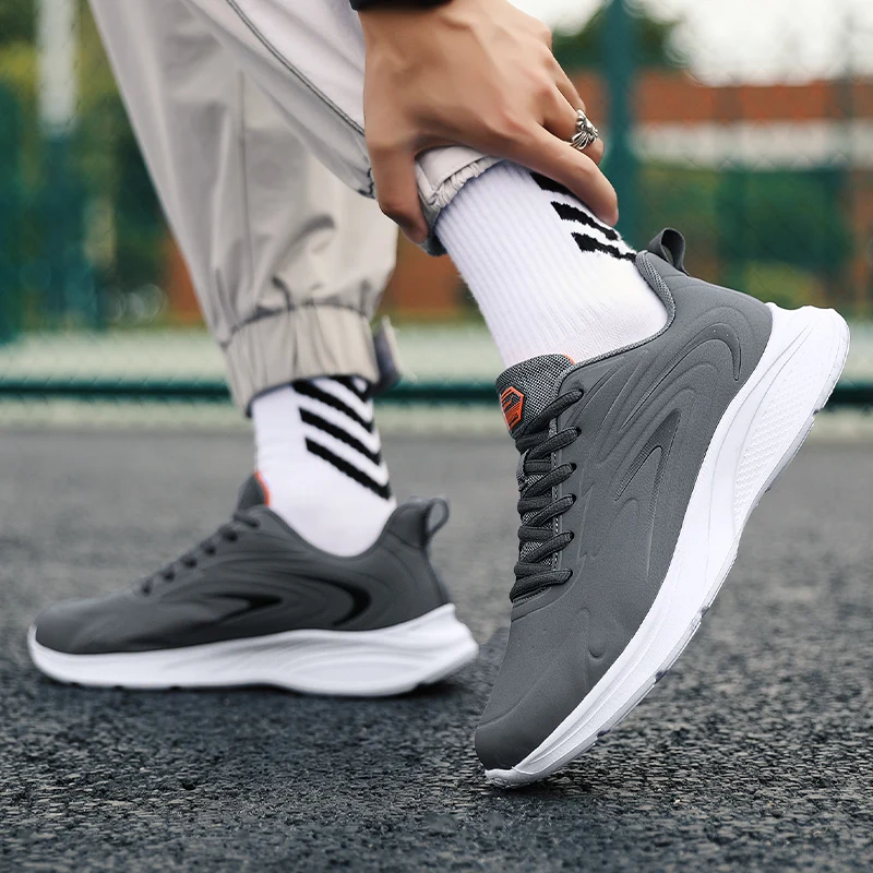 Sneakers Men's Sports Casual Sneakers Leather Shoes Waterproof Outdoor Comfortable Flat Walking Shoe Men Athletic