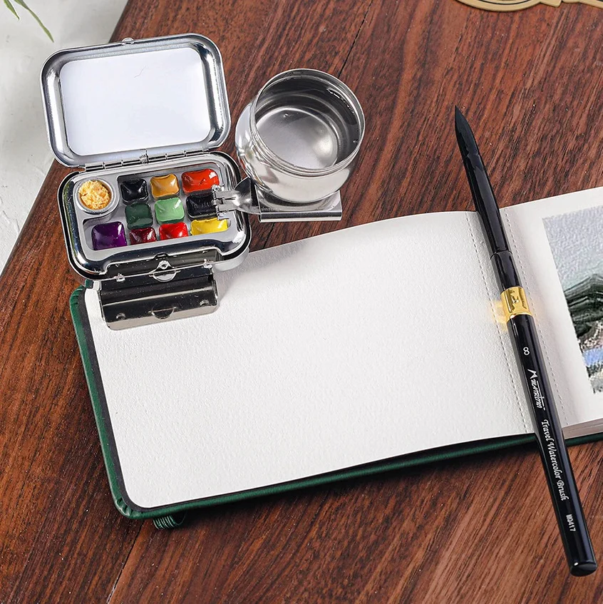 Portable Mini Empty 10/16 Grid Watercolor Box Watercolor Palette Travel Painting Sketch Moisturizing Box Paint Box Art Supplies