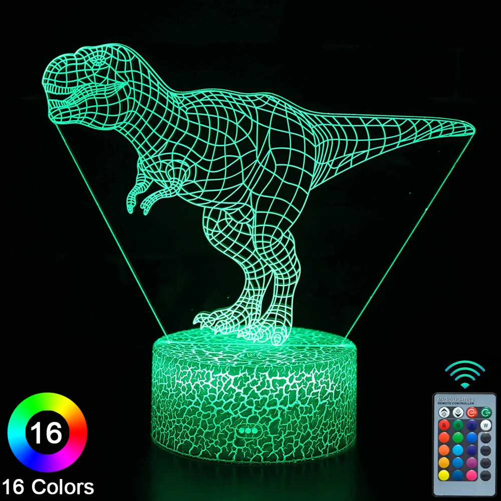 

Динозавр, светодиодный 3D ночник, сенсорный пульт дистанционного управления, новинка, настольная лампа, декор для комнаты, Рождественский по...