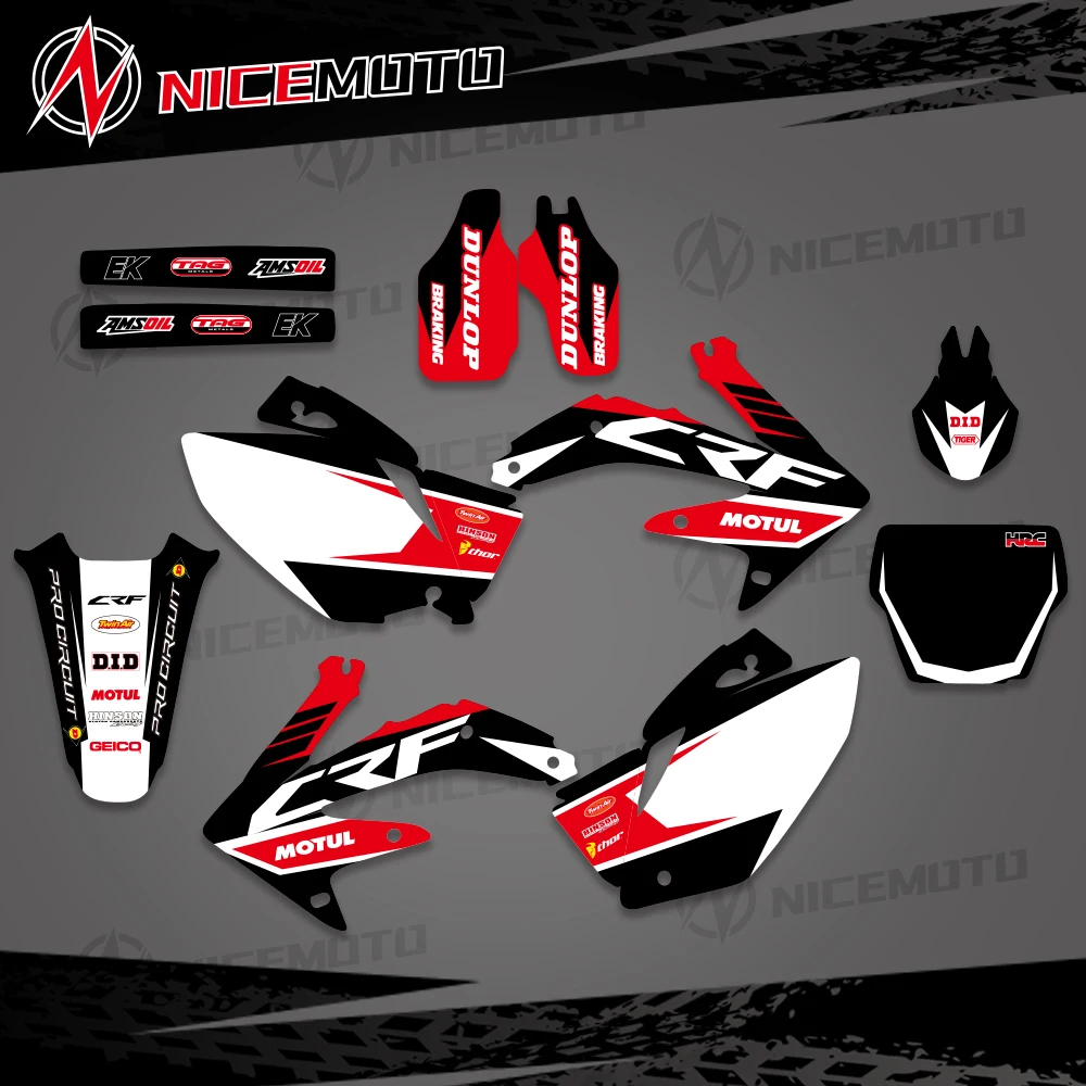 

NICEMOTO For Honda 450 CRF 2007-2005 TEAM GRAPHICS BACKGROUNDS DECALS STICKERS Kits For Honda CRF450R CRF450 2005 2006 2007 CRF