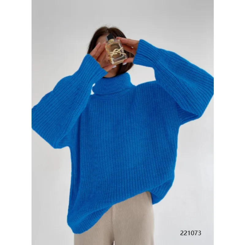 Женский модный однотонный Свободный вязаный свитер осенне-зимние пуловеры топ