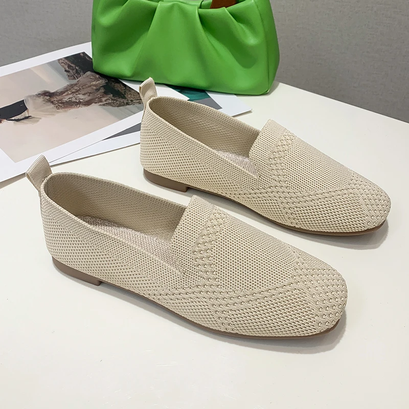 

Женские сетчатые балетки на плоской подошве, повседневные лоферы с квадратным носком, дышащие туфли на плоской подошве, обувь для вождения, 2023
