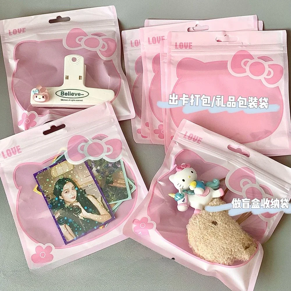 

Sanrios Kawaii аниме упаковка Hello Kitty самозапечатывающаяся декоративная лента ювелирные изделия пластиковые пакеты для упаковки ногтей подарочные пакеты