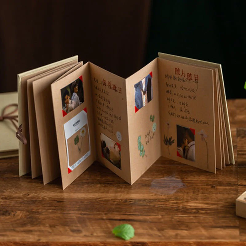 

Null BBA Album Organizer Book Accordion Folding Blank Cover Diy Kraft Paper Growing Souvenir book Creative Gift