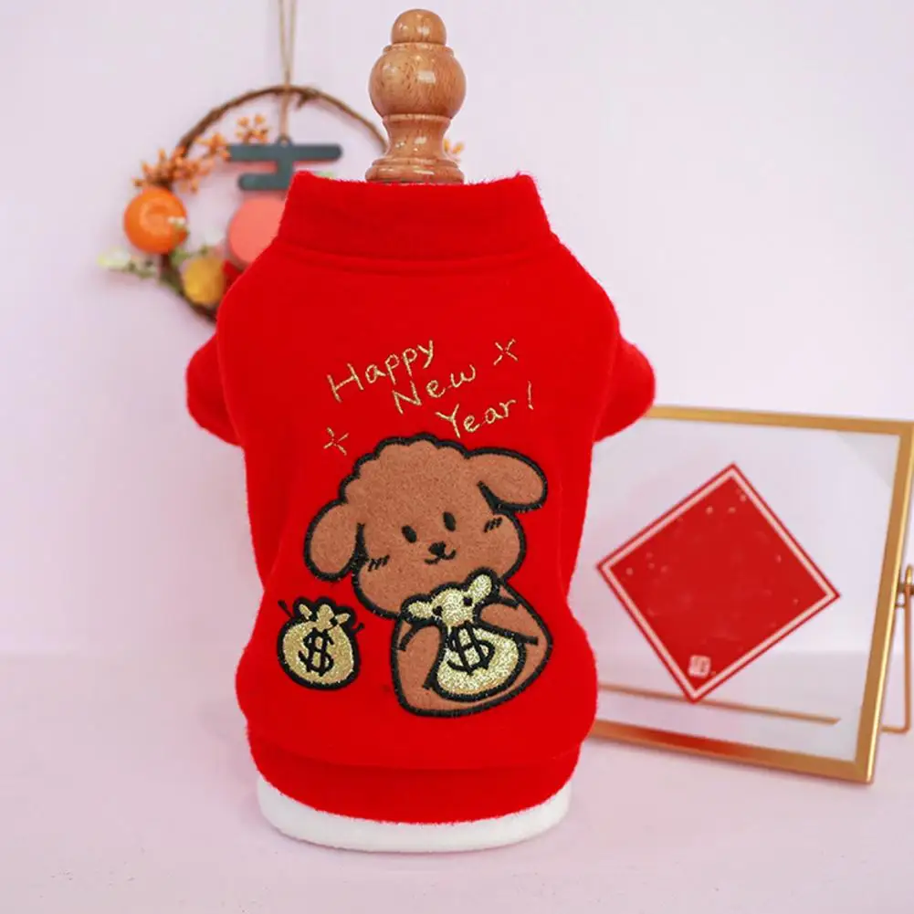 

Pet Costume Pretty Universal Comfortable Red New Year Pets Clothes for Autumn Pet Vest Pet Sweater