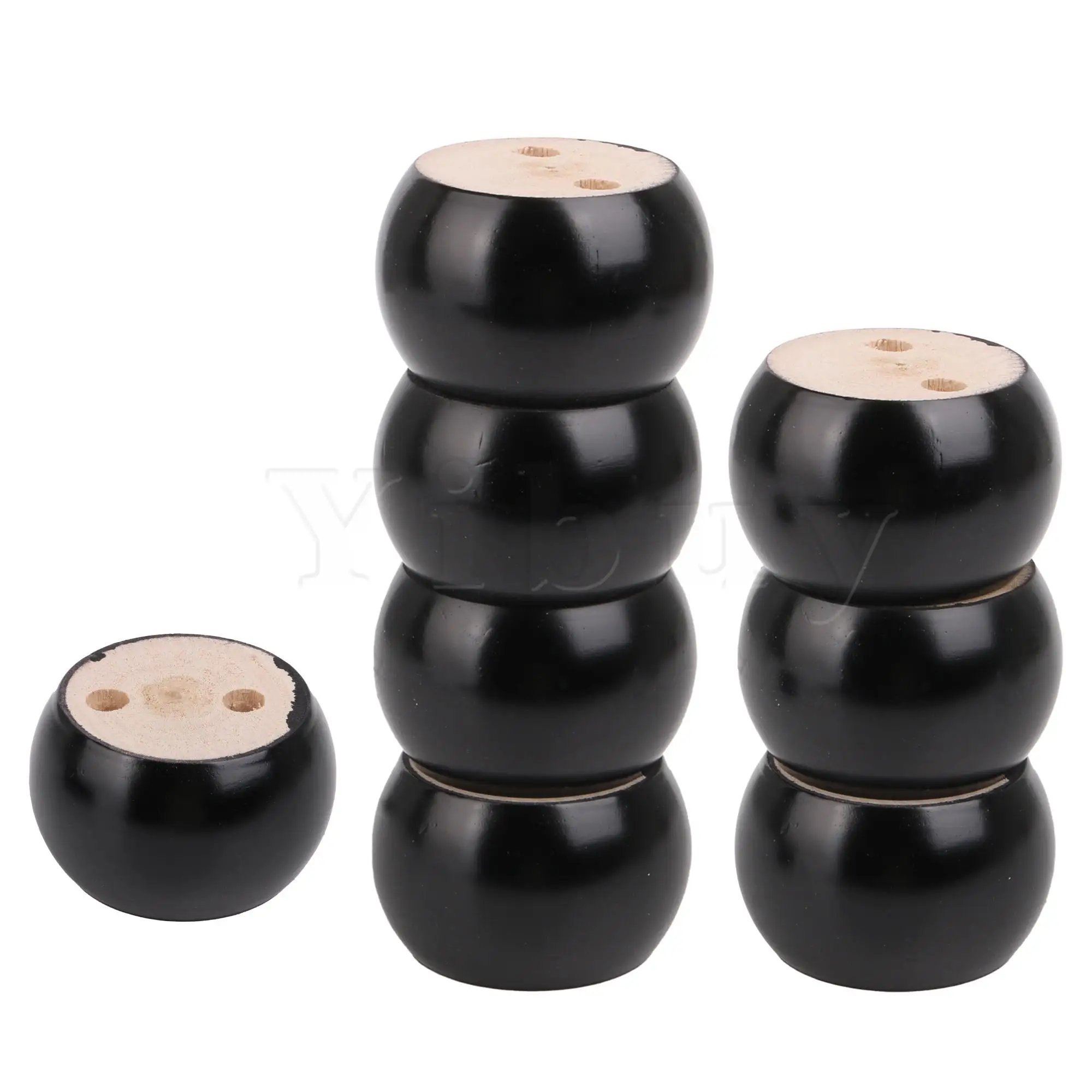 

8x DIY Furniture Bun Feet Black Solid Wood 80x50mm Round for Sofa Bed