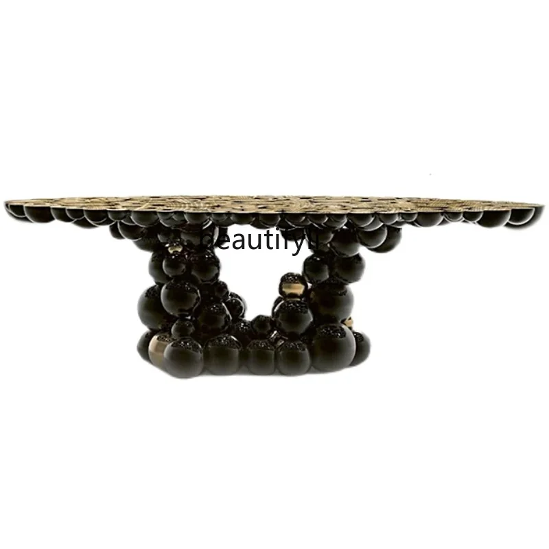 

zqMetal Black Console Art Side View Table a Long Narrow Table Corridor Wall High-End Console Tables Simple
