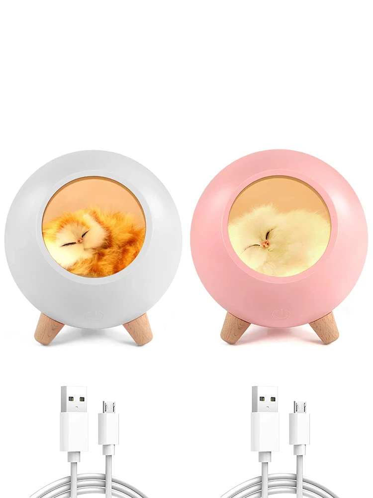 

LED Cute Cat Night Light for Kids Dimmable Bedside Lamp USB Rechargeable Desk Light with 1200mAh Battery Lovely Cat in House Tab