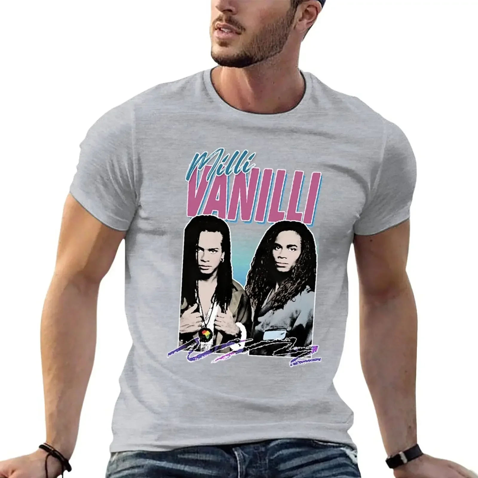 Простая футболка мужская новая Milli Vanilli - 80's Fanart эстетический дизайн Tribute аниме
