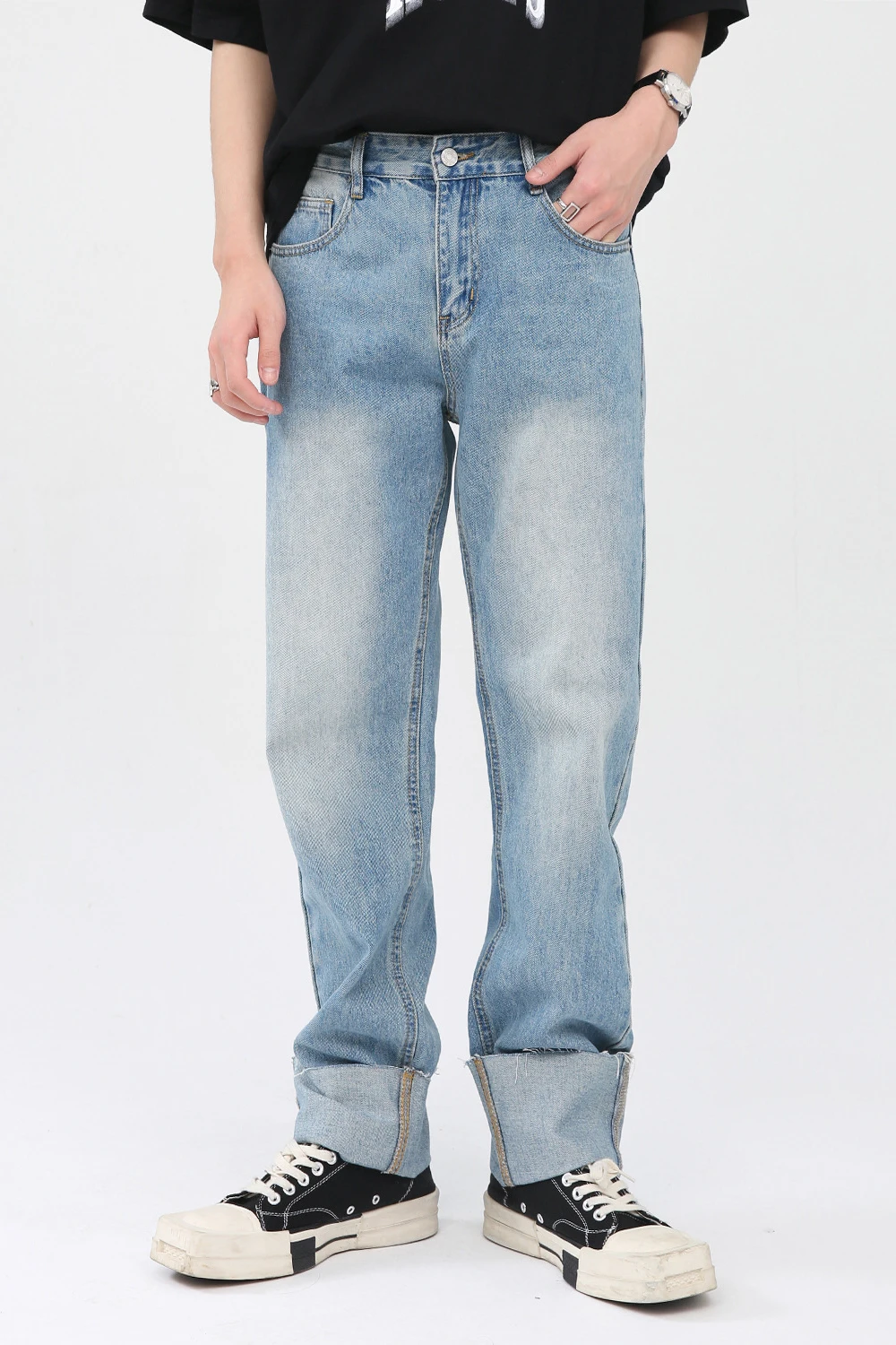 Four Seasons Men's Jeans Personalized Flange Design Mid Waist Men's Jeans Y2k Pants Fashion Streetwear Mens Designer Jeans JEANS