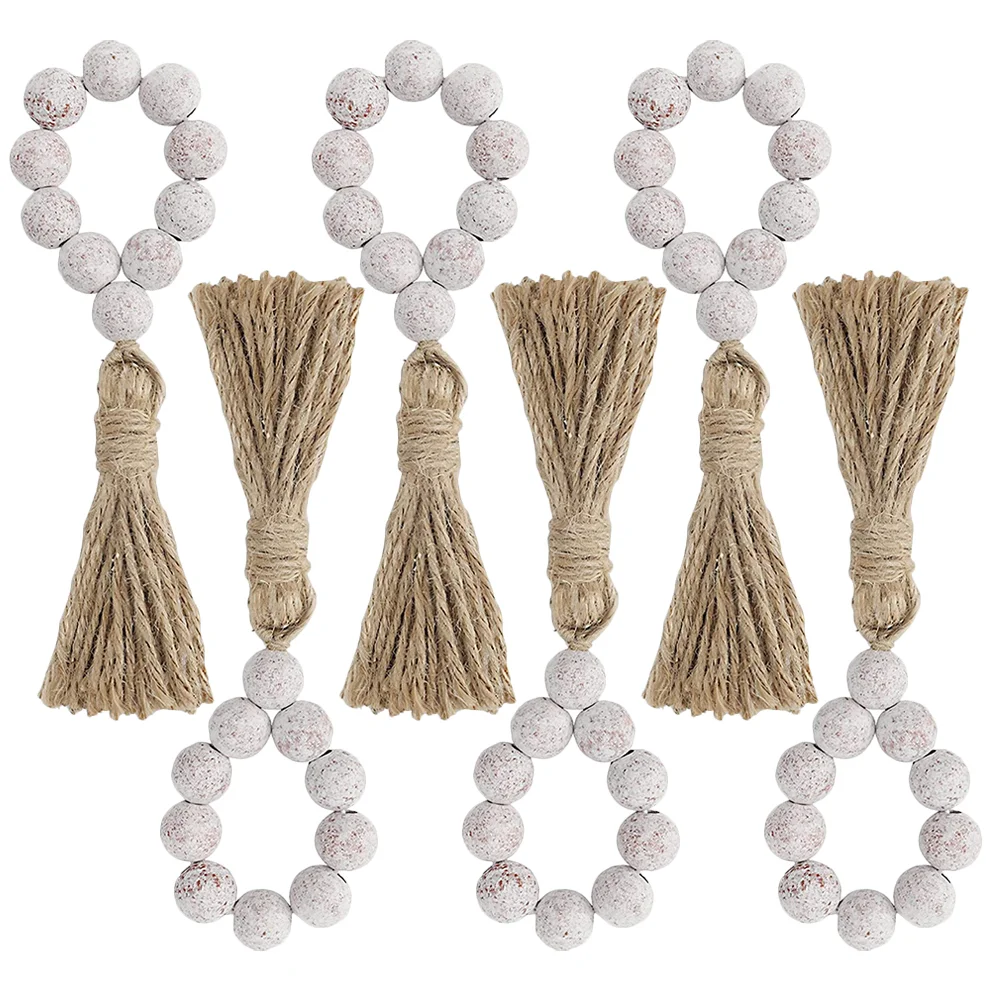 

Napkin Rings Holder Bead Wood Garland Curtain Christmas Ring Table Jute Twine Farmhousewooden Holdbacks Tassel Ropes Window