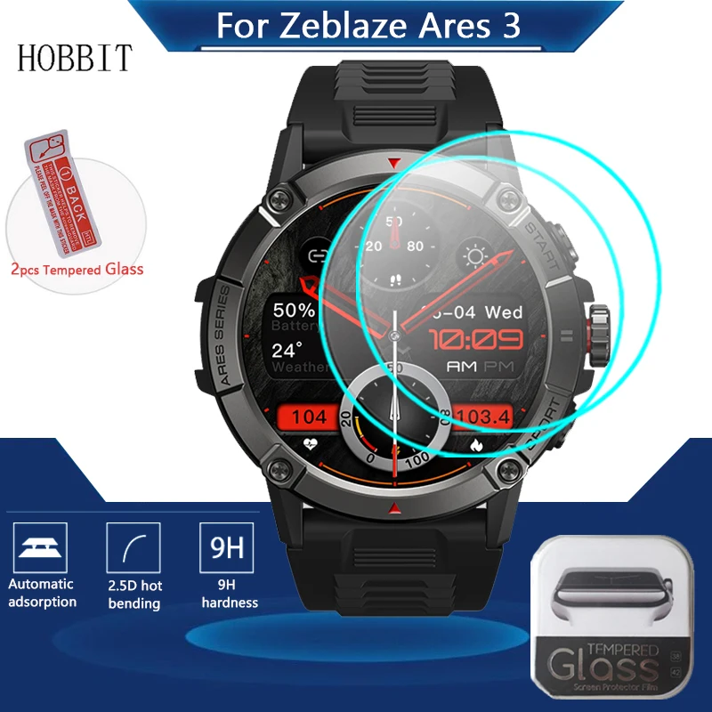 

2PCS Tempered Glass Film For Zeblaze Ares 3 Ares3 Smart Watch Screen Protective Film HD Clear Anti-Scratch Glass Protector
