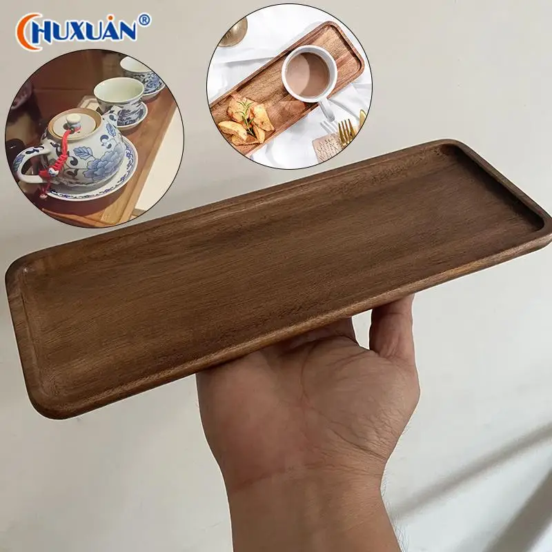 

Creative Wood Coffee Tray Rectangular Food Cup Trays Kitchen Decorative Dessert Candy Bamboo Tray Gongfu Tea Tray