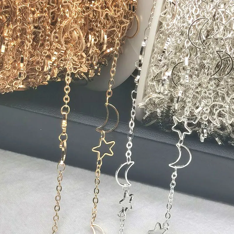 

1meter Necklace Chain Gold Silver Plated Star Moon Copper Link Bracelet Hair Accessories Anklet DIY Jewelry Making Findings