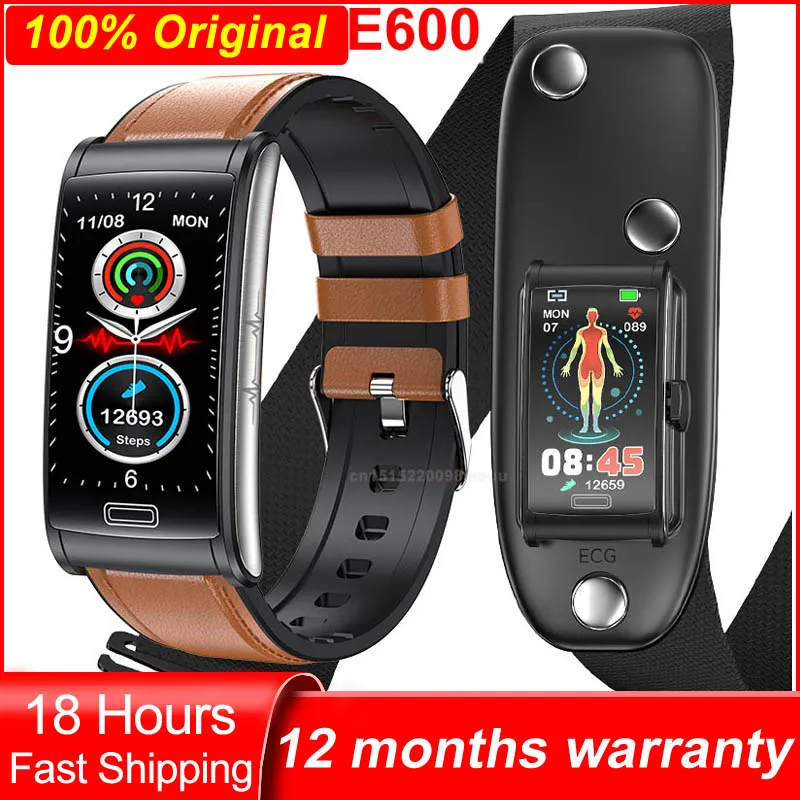 

E600 ECG Smart Watch Men Non-invasive Blood Glucose Heart Rate Blood Pressure Monitor Sports Steps Smartwatch Women Android