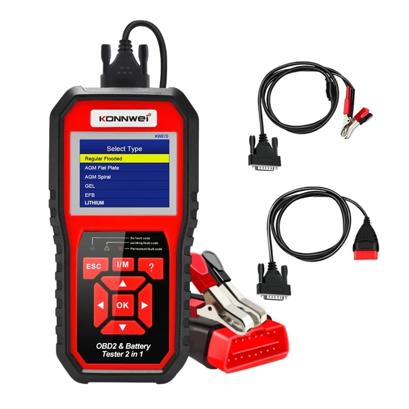 KONNWEI KW870 OBD2 Scanner Battery Tester Car Code Reader Code Scanner Auto Diagnostic Tool For All Cars After 1996