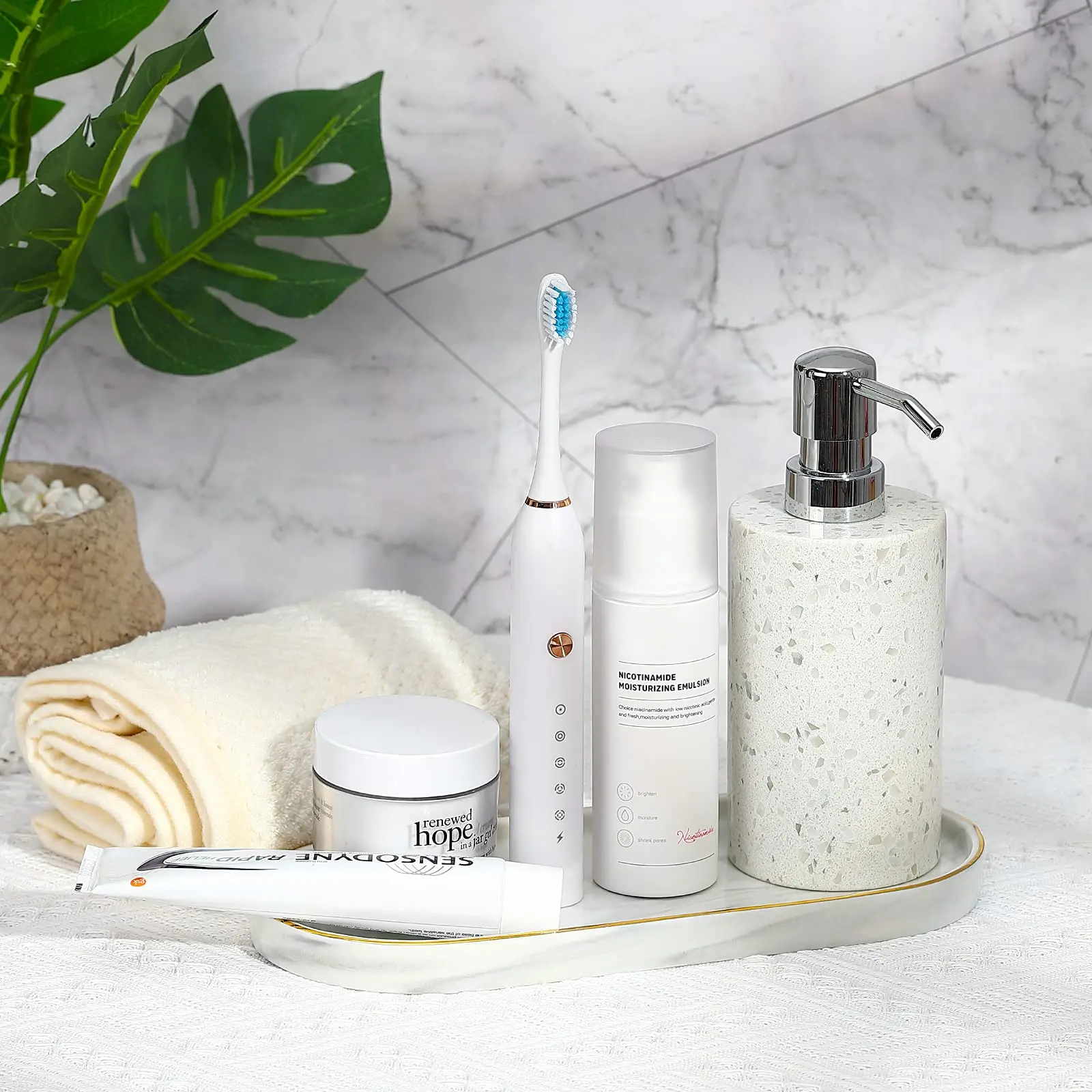 Luxspire Туалетный столик для ванной комнаты Мраморный керамический комод Блюдо