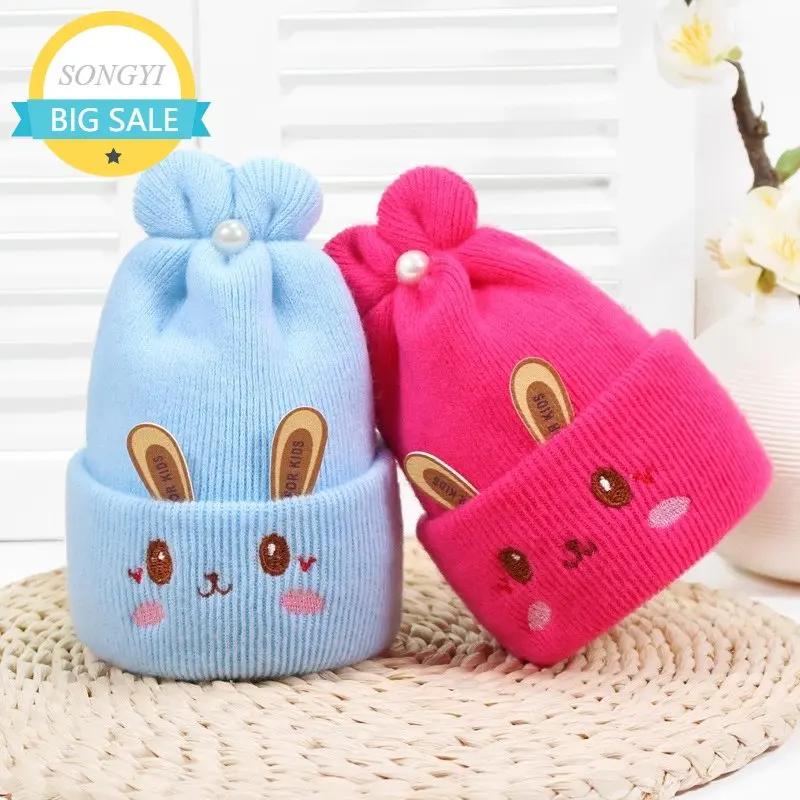 

2023 Baby Stuff Accessories Baby Soft Newborn Hat Lovely Winter Warm Beanie Crochet Knit Embroidery Patch Cap baby hat