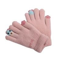 new winter kids 3d printing bear child knitting girls plush keep warm gloves mittens