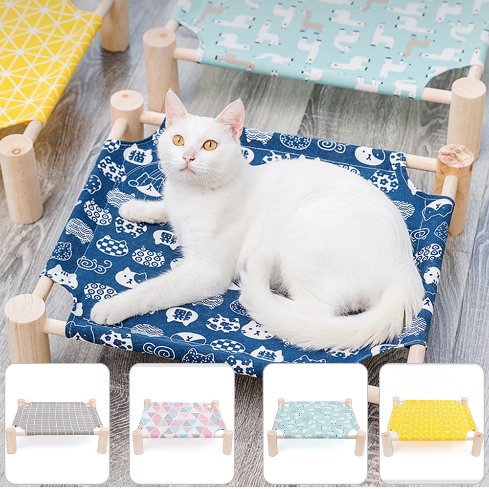 

Pet Wood Bed Removable Cat House Cat Bed Universal Washable Solid Wood Kennel Litter Dog Rabbit Small Pet Supplies