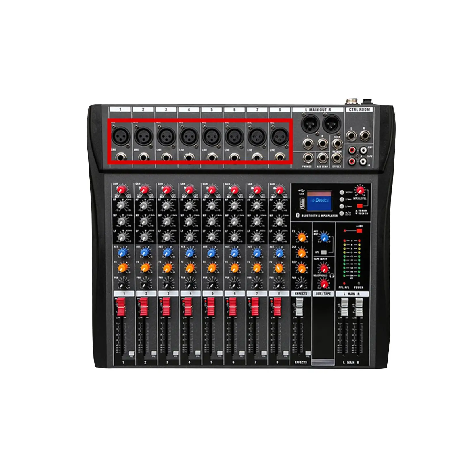 

Stereo Mixer Portable Multifunction Mini Sound Mixer 8 Channels Audio Mixer for Stage Karaoke Broadcast Recording Podcasting